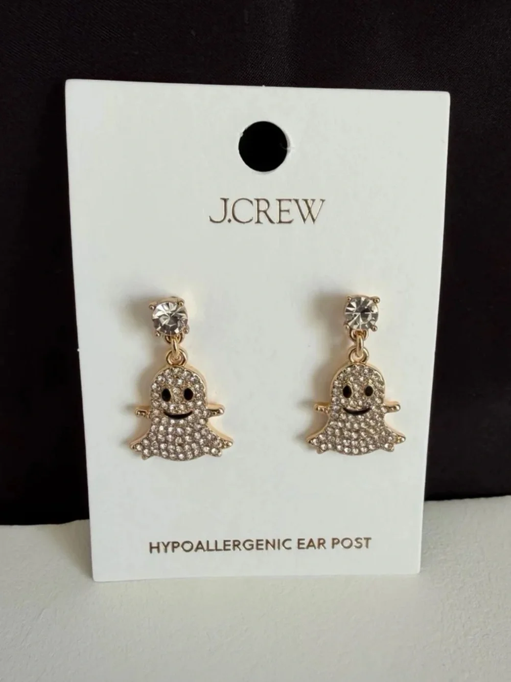 NWT J. Crew Factory Pave Crystal Ghost Drop Earrings